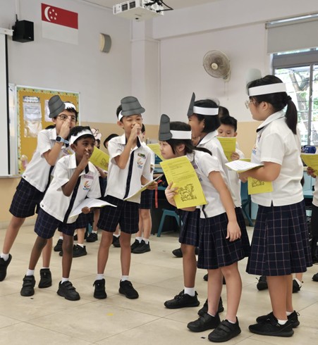 P2 students presenting a drama performance